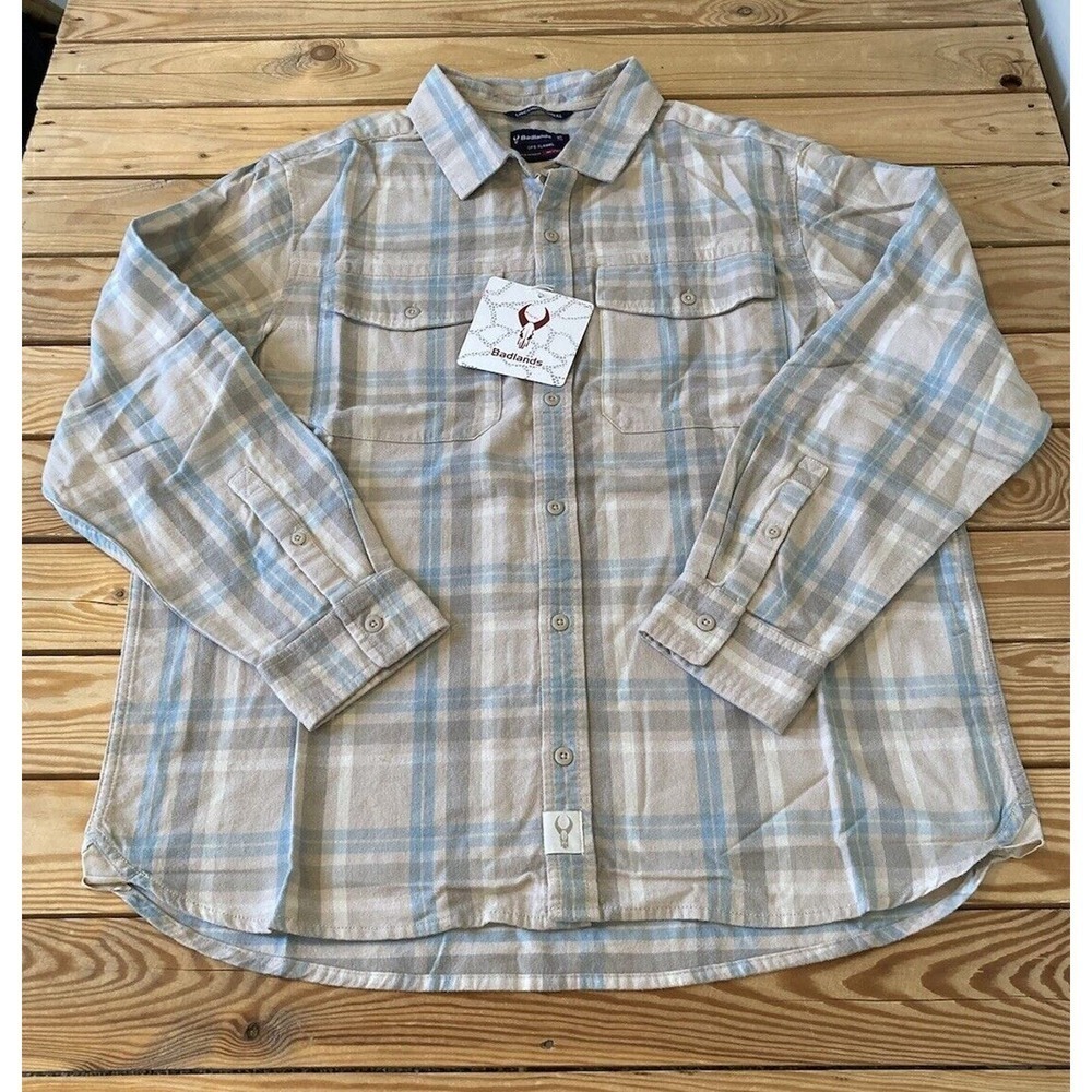 NWT Badlands Button Down Flannel Shirt Size XL Men’s Blue
